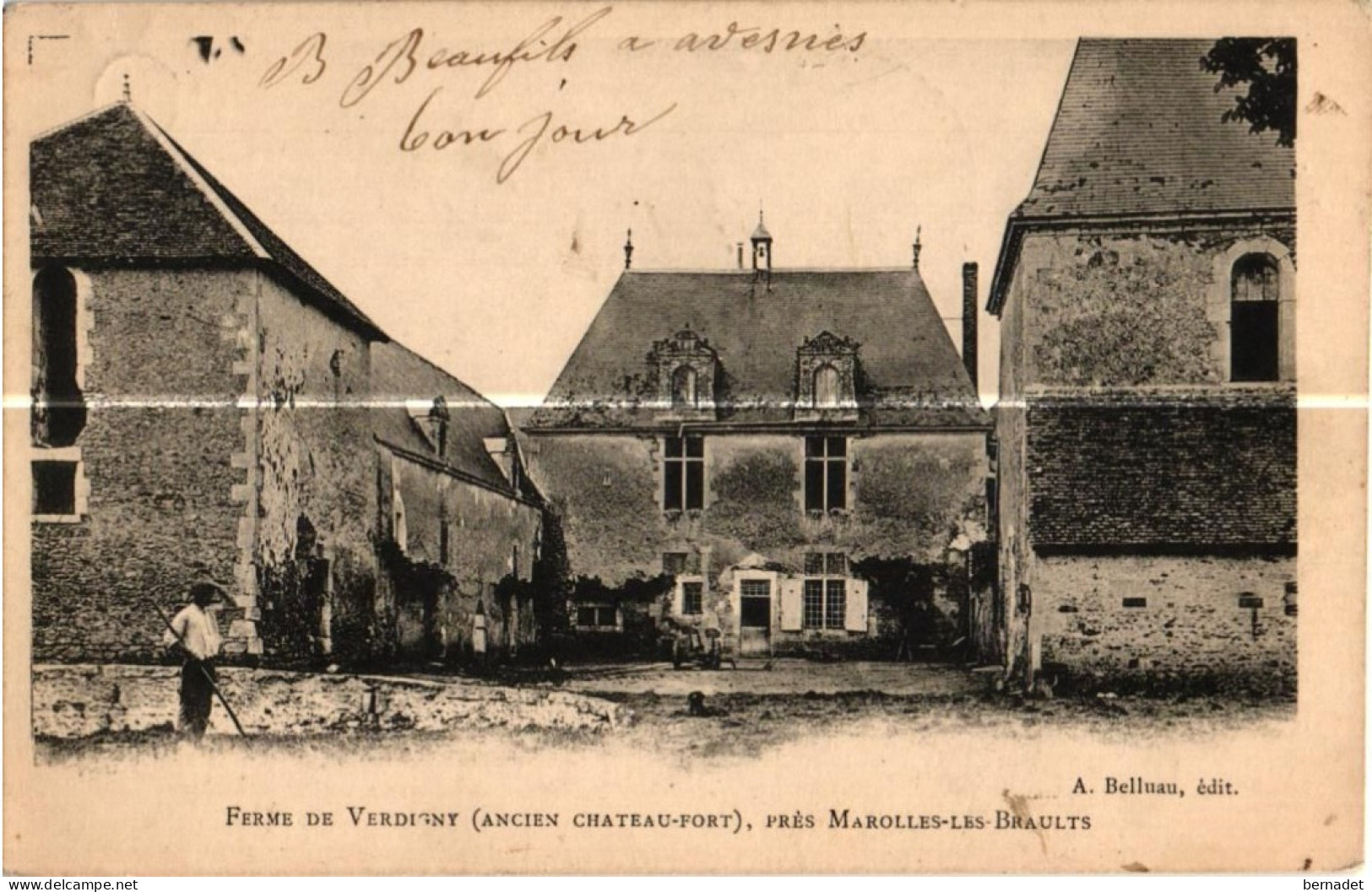 72  MAROLLES LES BRAULTS  .  FERME DE VERDIGNY . 1904  ( Trait Blanc Pas Sur Original ) - Marolles-les-Braults