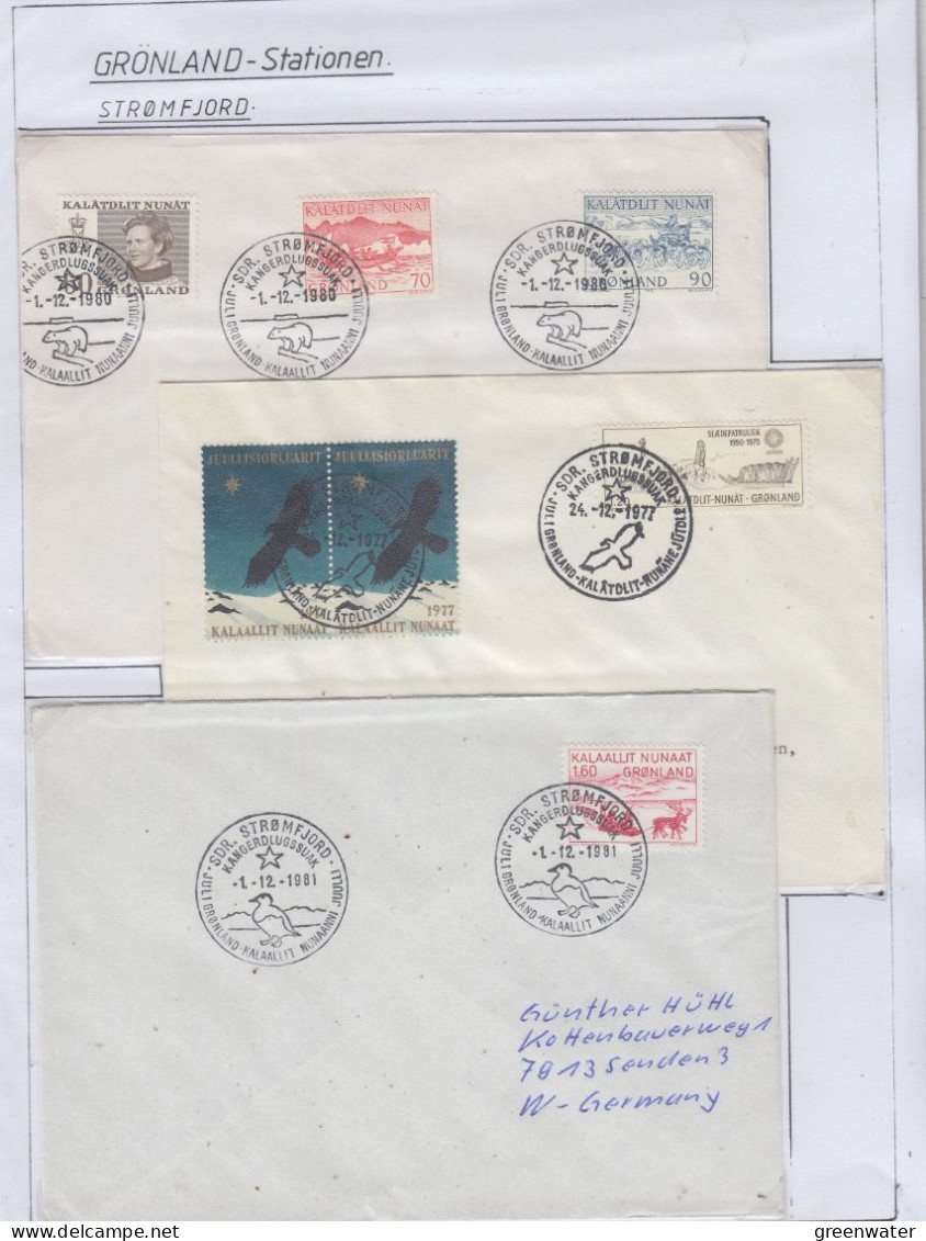 Greenland Station Stromfjord  5 Covers + Postcard "sitting Sun"  (GB177) - Stations Scientifiques & Stations Dérivantes Arctiques