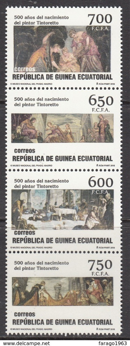 2018 Equatorial Guinea Art Paintings Tinteretto Complete Strip Of 4 MNH - Äquatorial-Guinea