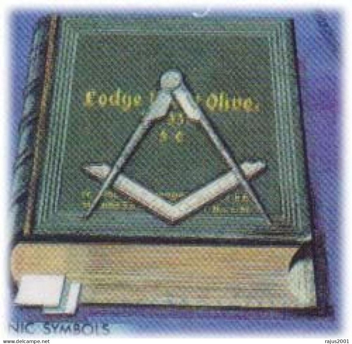 Mt Olive Masonic Lodge 150th Anniversary, Bible, Charter 1835, Seeing Eye, Lodge Banner, Plumbline, Book Freemasonry FDC - Francmasonería