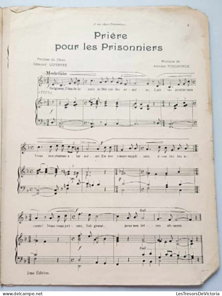 Partition - Antoine Toulmonde - Prière Pour Les Prisonnier - Le Chant Des Prisonniers - Sonstige & Ohne Zuordnung