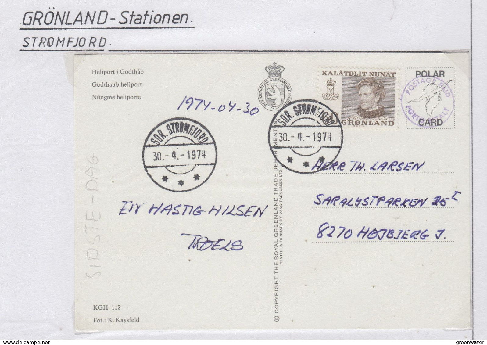 Greenland Station Stromfjord  Postcard Heliport Godthaab (GB181) - Forschungsstationen & Arctic Driftstationen