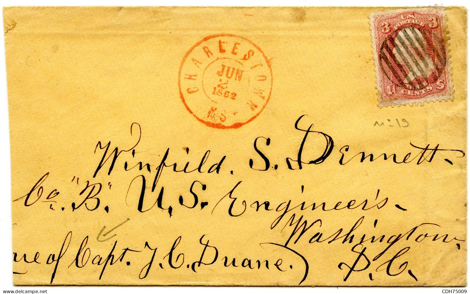 ETATS UNIS - CIVIL WAR ENVELOPPE (REDUITE A GAUCHE) DE CHARLESTON POUR WASHINGTON S.C. JUIN 1862 - Lettres & Documents