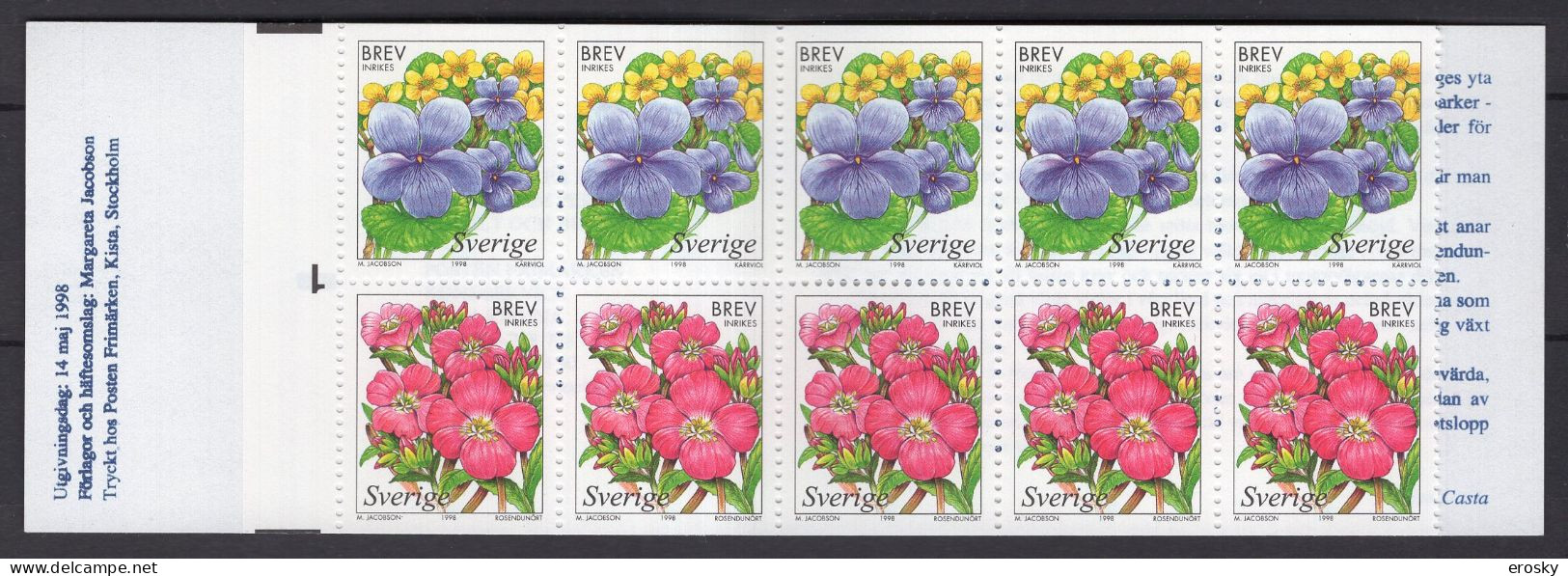 F1680 - SUEDE SWEDEN N°2043 ** Carnet FLEURS - 1981-..