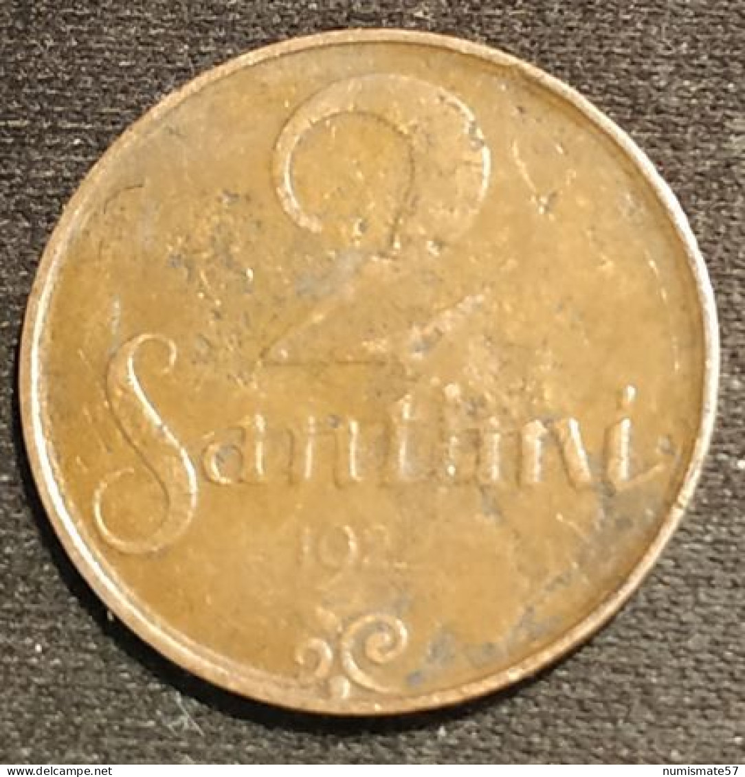 LETTONIE - LATVIA - 2 SANTIMI 1922 - KM 2 - Letland