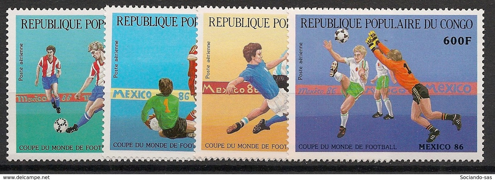 CONGO - 1986 - Poste Aérienne PA N°YT. 349 à 352 - Football World Cup Mexico 86 - Neuf Luxe ** / MNH / Postfrisch - 1986 – Mexico