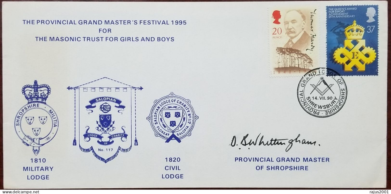 Masonic Trust For Girls Boys, Salopian Lodge Of Charity, Military, Civil Lodge, Freemasonry Singed By Grand Master Cover - Franc-Maçonnerie