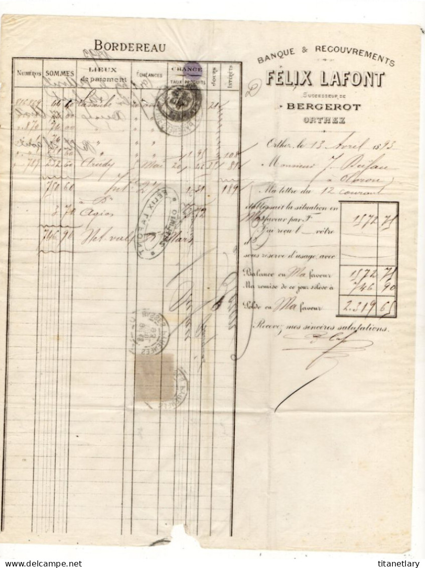 LAC Avec Sage Y&T N° 101 - Banque Félix LAFONT à ORTHEZ Pour Oloron En 1893 - 1898-1900 Sage (Type III)