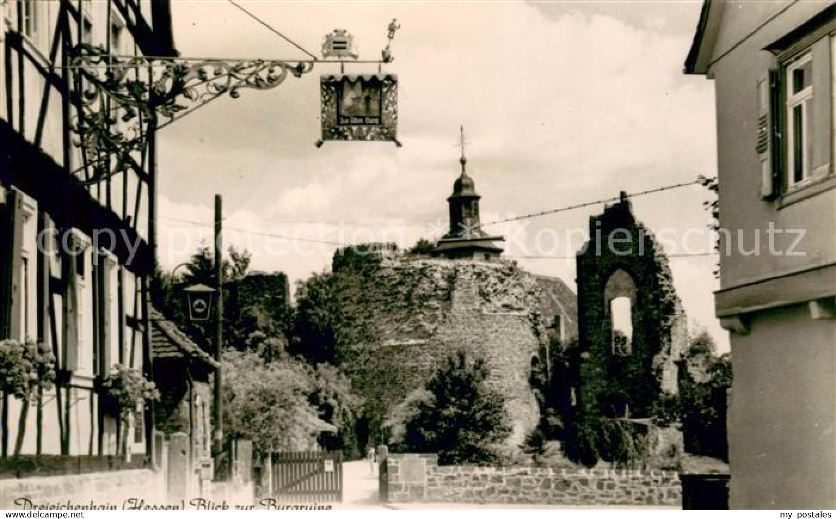 73697309 Dreieichenhain Gaststaette Zur Alten Burg Blick Zur Burgruine Dreieiche - Dreieich