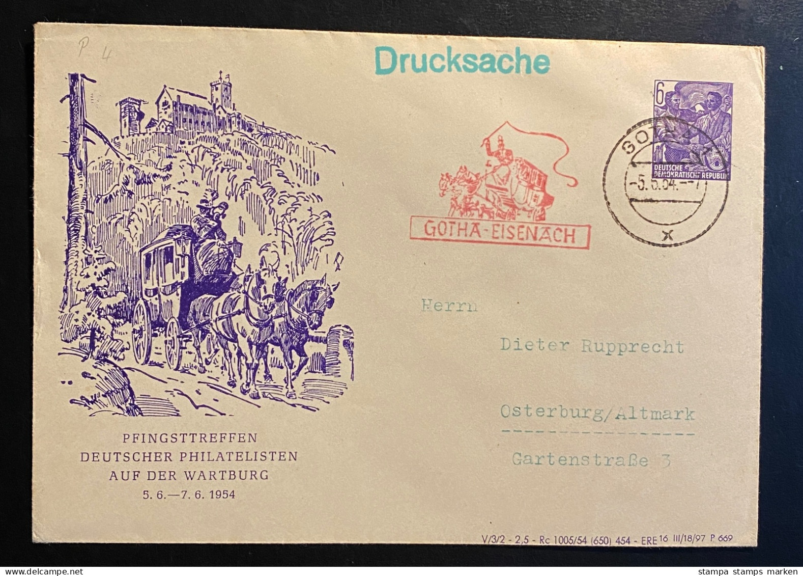 DDR 1954 Privater Ganzsachenumschlag Mi. PU 11 Gestempelt/o Gotha +  Sonderstempel Kutschenbeförderung - Sobres Privados - Usados