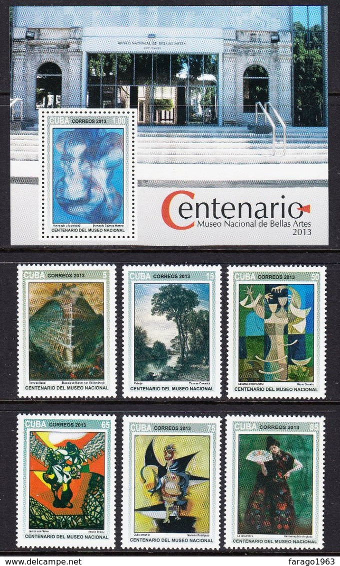 2013 Cuba Art Museum Paintings Complete Set Of 6 + Souvenir Sheet MNH - Unused Stamps
