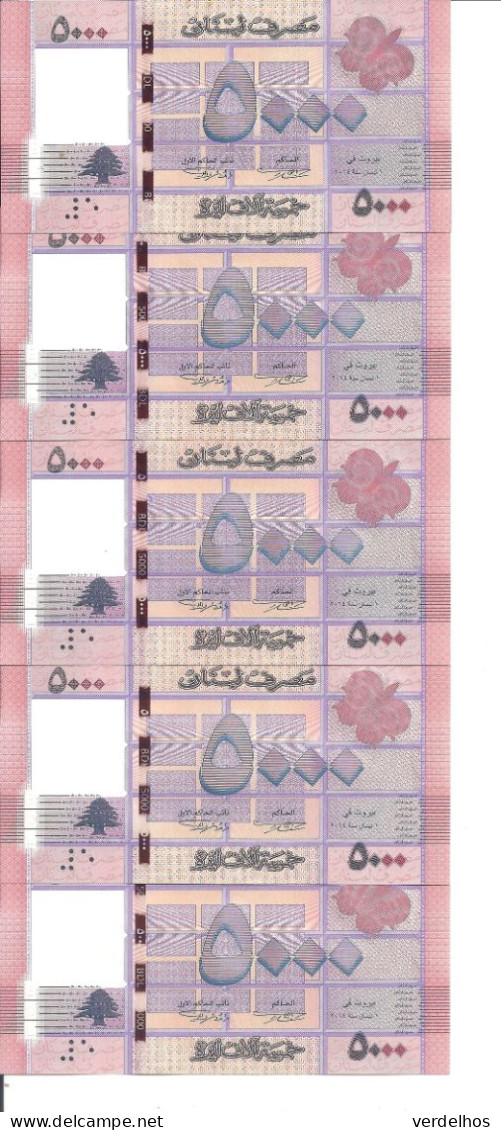 LIBAN 5000 LIVRES 2014 UNC P 91 B ( 5 Billets ) - Libanon