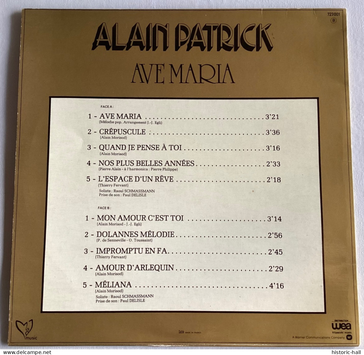 ALAIN PATRICK - Ave Maria - LP - 1976 - Strumentali