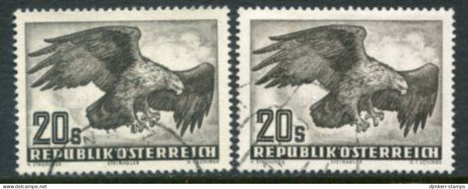 AUSTRIA 1952-59 Birds 20 S. On Both Papers Used.  Michel 968x,y - Gebruikt