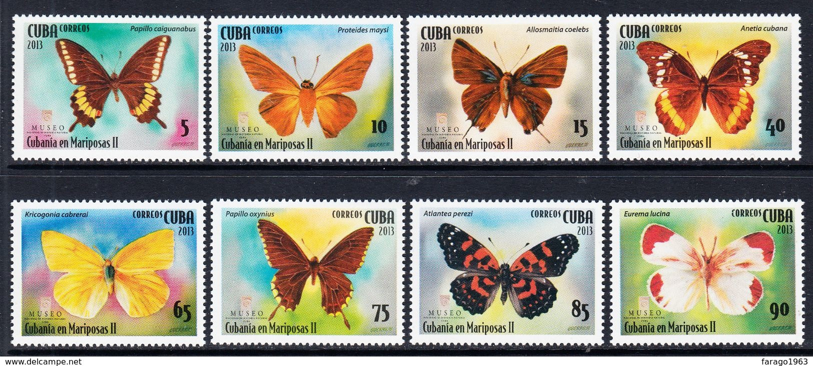 2013 Cuba Butterflies Papillons   Complete Set Of 8 MNH - Neufs