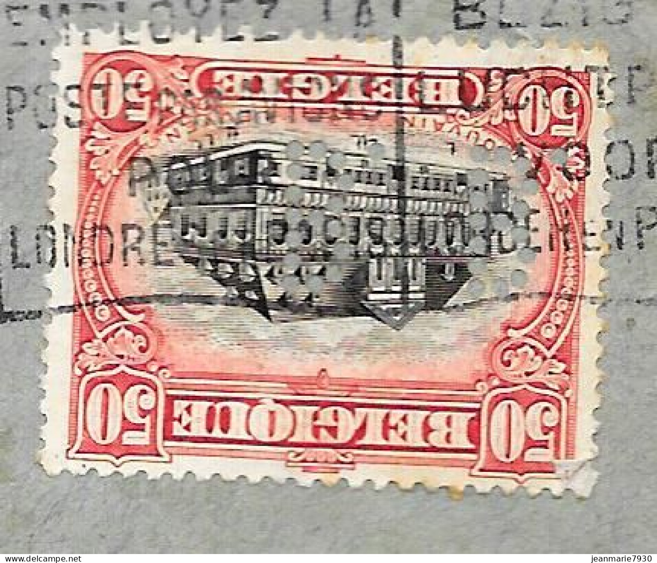 N206- BELGIQUE-PERFINS BB-LETTRE DE BRUXELLES DU 15/06/21 POUR SMYRNE-AU DOS CACHET TRESOR ET POSTE 528 DU 27/06/21 - 1909-34