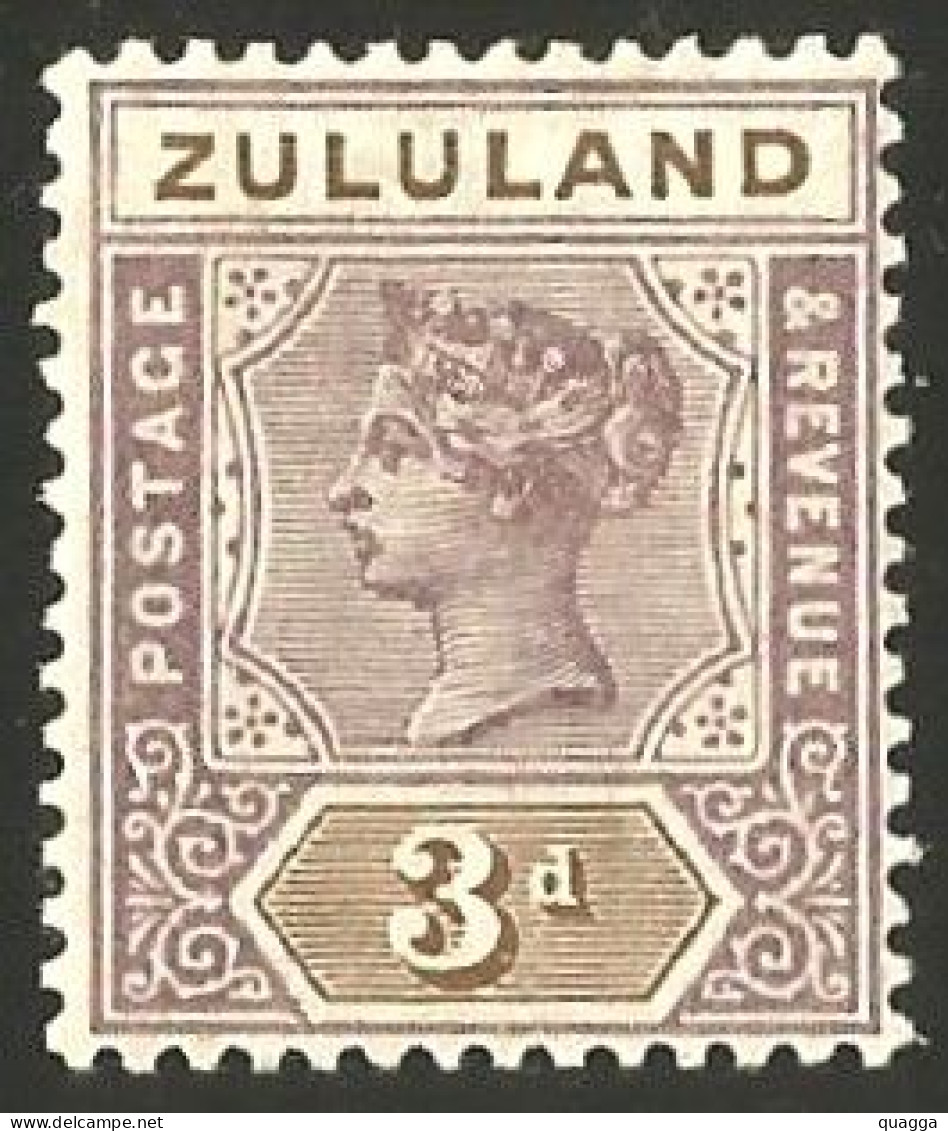 Zululand 1894. 3d Dull Mauve And Olive-brown. SACC17*, SG 23*. - Zululand (1888-1902)