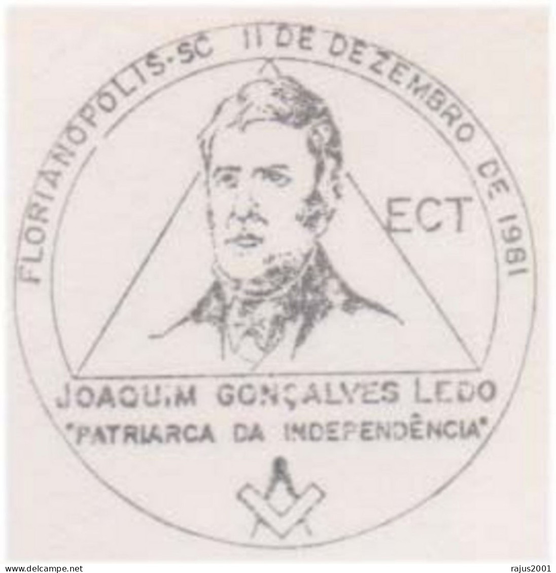 Joaquim Gonçalves Ledo Freemason And Patriarch Of Independence, True Masonic, Freemasonry Movement In Brazil FDC 1981 - Freemasonry