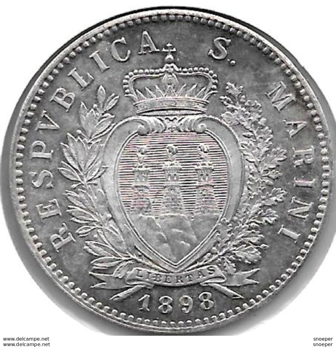 *san Marino 5 Lire 1898   Copy Look - Saint-Marin