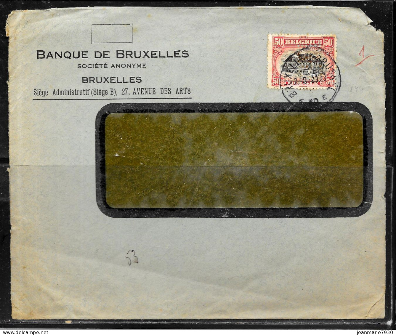 1C428- BELGIQUE-PERFINS BB-LETTRE DE BRUXELLES DU 02/09/21 POUR SMYRNE-AU DOS CACHET TRESOR ET POSTE 528 DU 06/09/21 - 1909-34