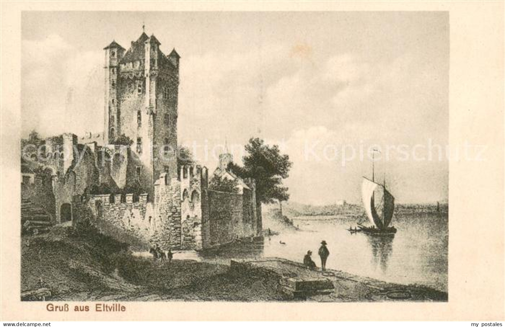 73696768 Eltville Rhein Kurfuerstliche Burg Kuenstlerkarte Eltville Rhein - Eltville