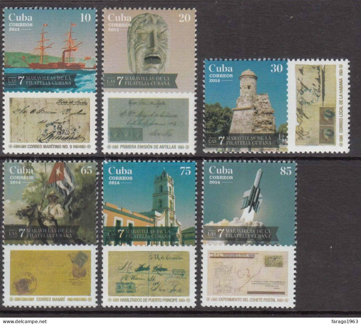 2014 Cuba Philatelic Treasures Ships Stamps On Stamps Complete Set Of 6 MNH - Unused Stamps