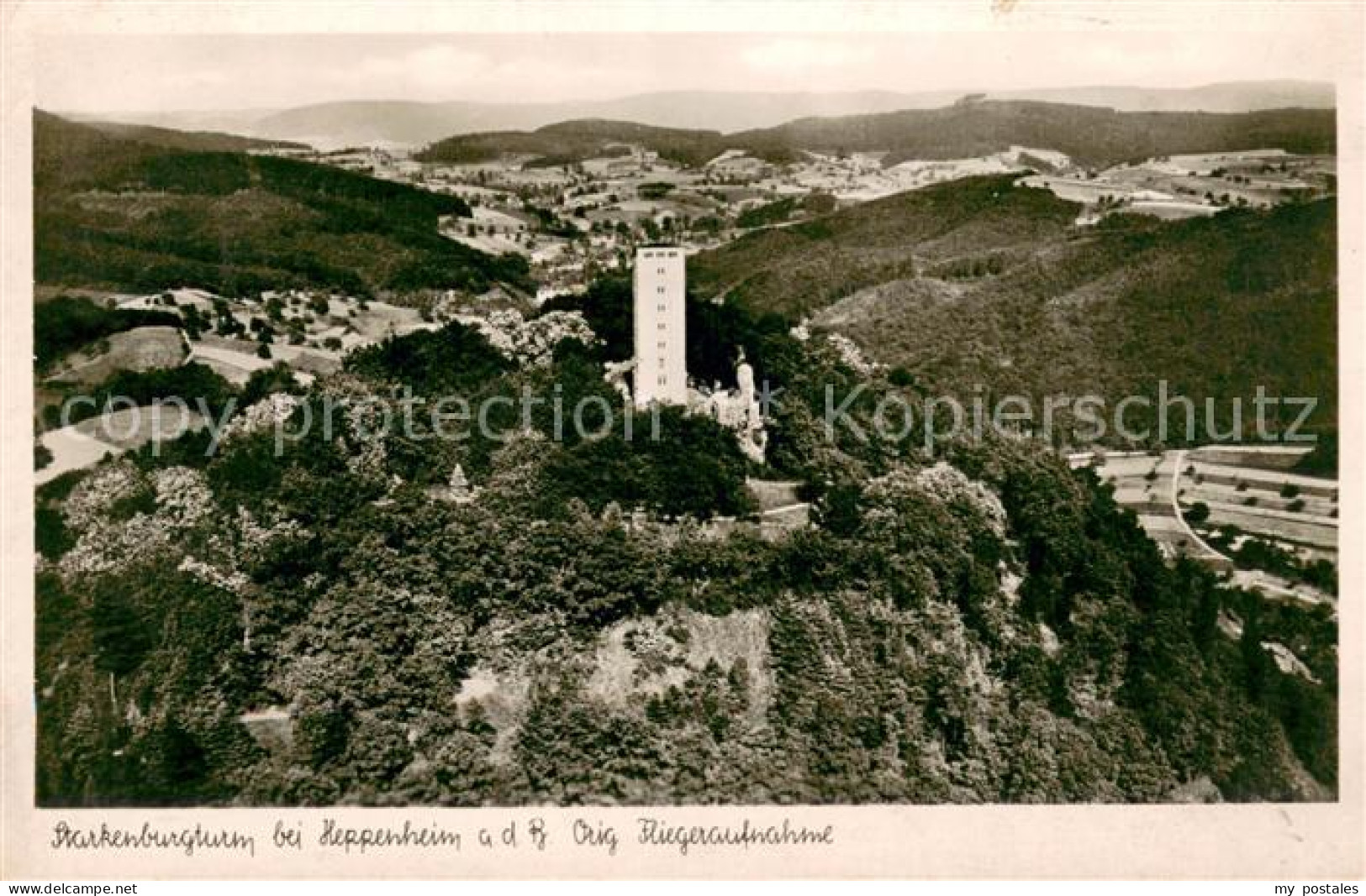 73696594 Heppenheim Bergstrasse Fliegeraufnahme Starkenburgturm  Heppenheim Berg - Heppenheim