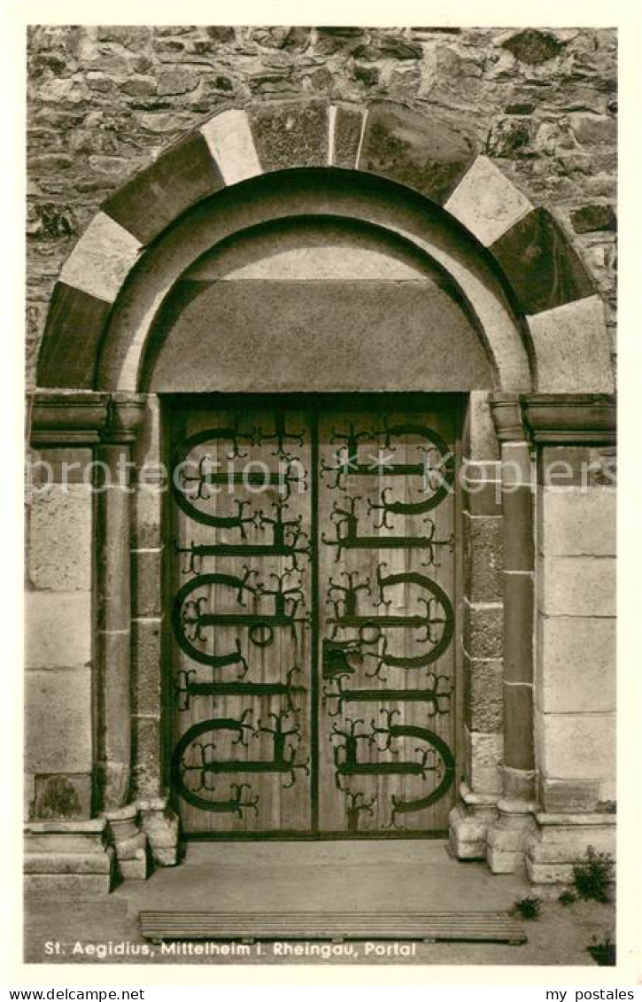 73696549 Mittelheim Rheingau St. Aegidius Kirche Portal Mittelheim Rheingau - Oestrich-Winkel