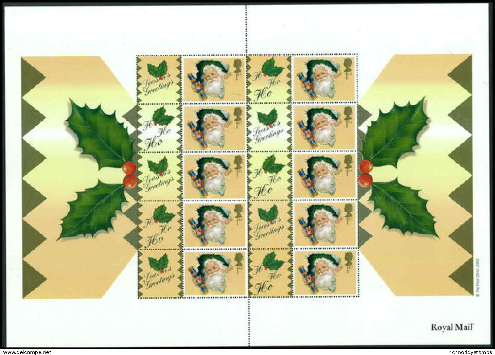 2000 Christmas 1st Class Smilers Sheet Imprinted Post Office 2000 (Rare)  Unmounted Mint. - Smilers Sheets