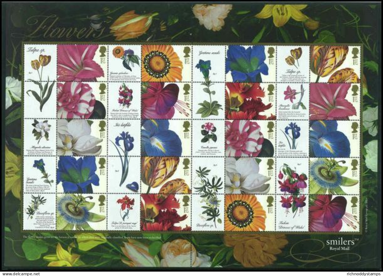 2003 Flowers Paintings Smilers Sheet Unmounted Mint. - Smilers Sheets