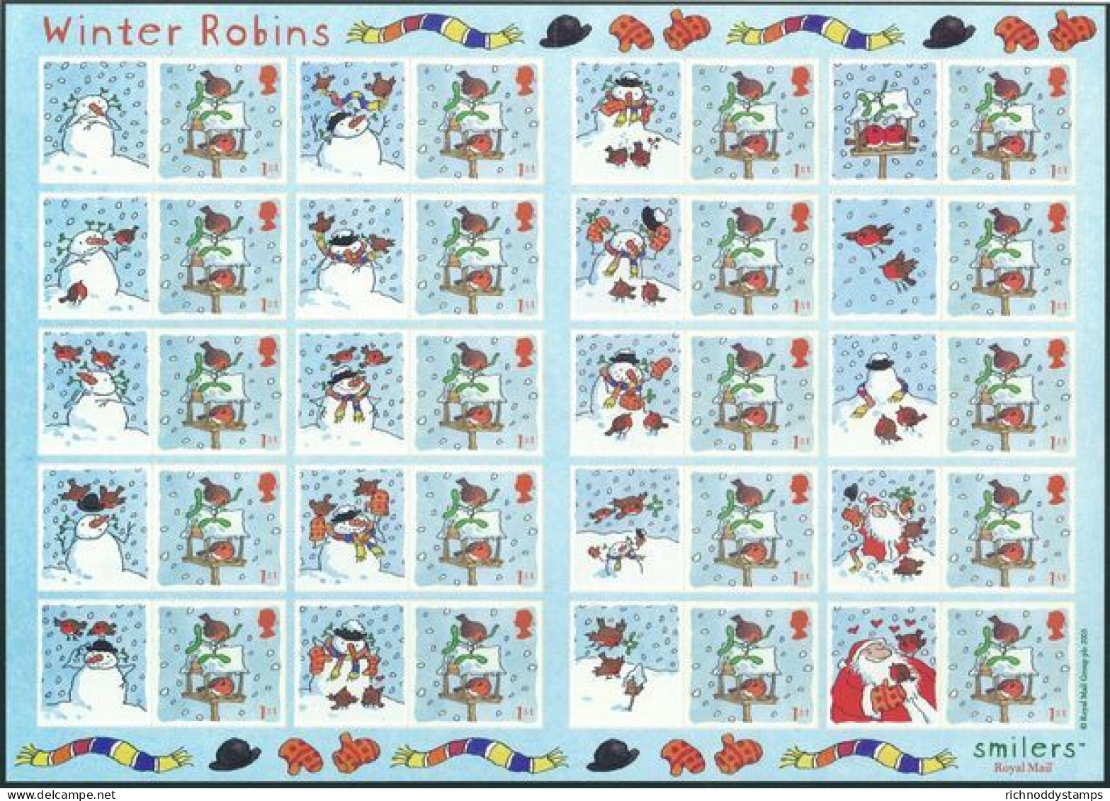 2003 Winter Robins Smilers Sheet Unmounted Mint.  - Personalisierte Briefmarken