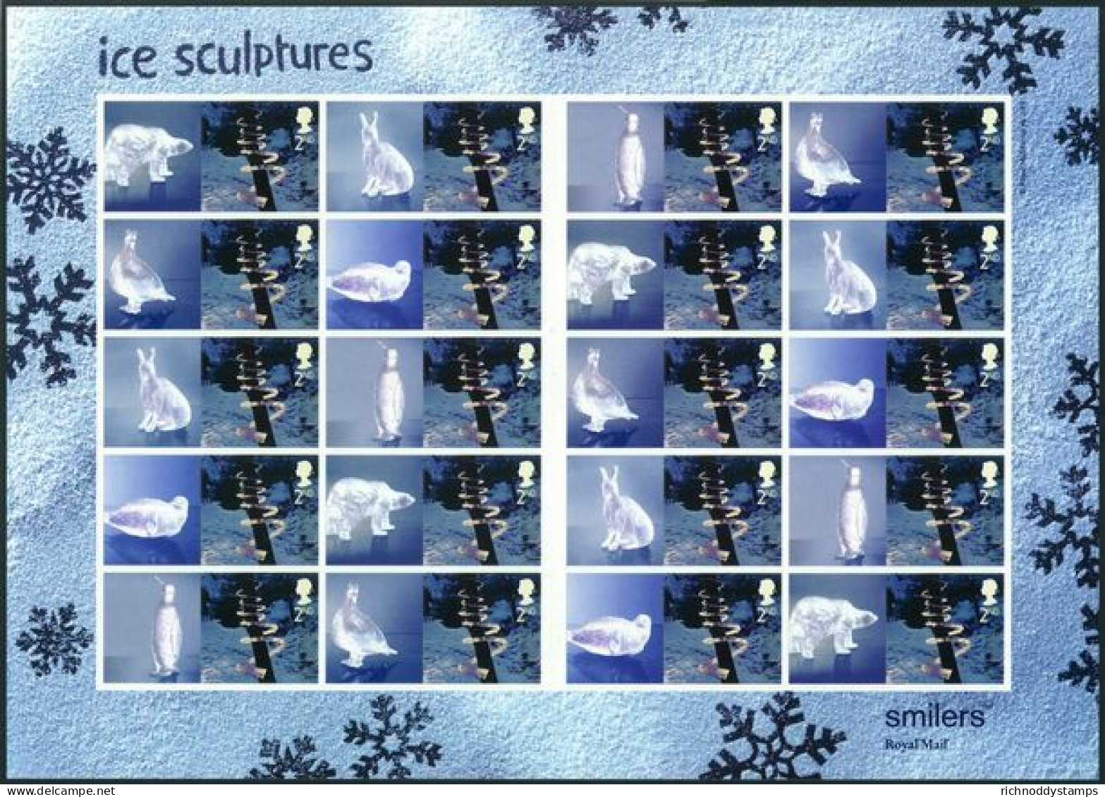 2003 Ice Sculptures 2nd Class Smilers Sheet Unmounted Mint.  - Francobolli Personalizzati