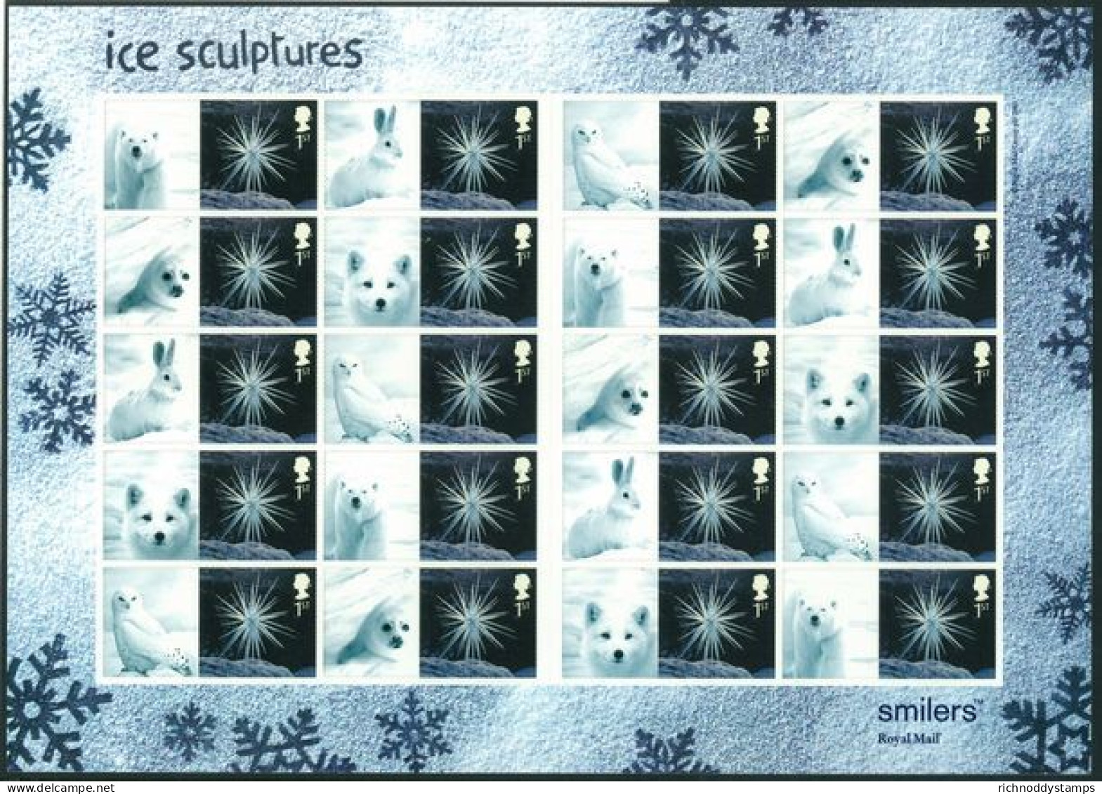 2003 Ice Sculptures 1st Class Smilers Sheet Unmounted Mint.  - Persoonlijke Postzegels