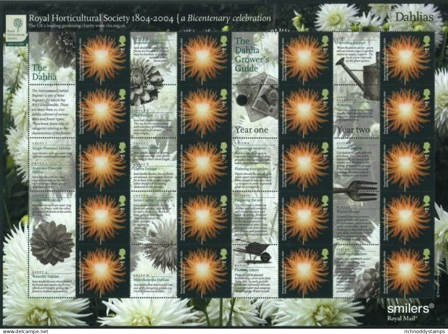 2004 Royal Horticultural Society Smilers Sheet Unmounted Mint.  - Persoonlijke Postzegels