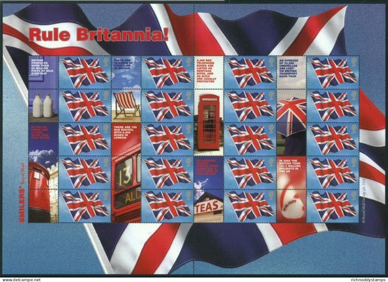 2004 Rule Britannia Smilers Sheet Unmounted Mint.  - Timbres Personnalisés