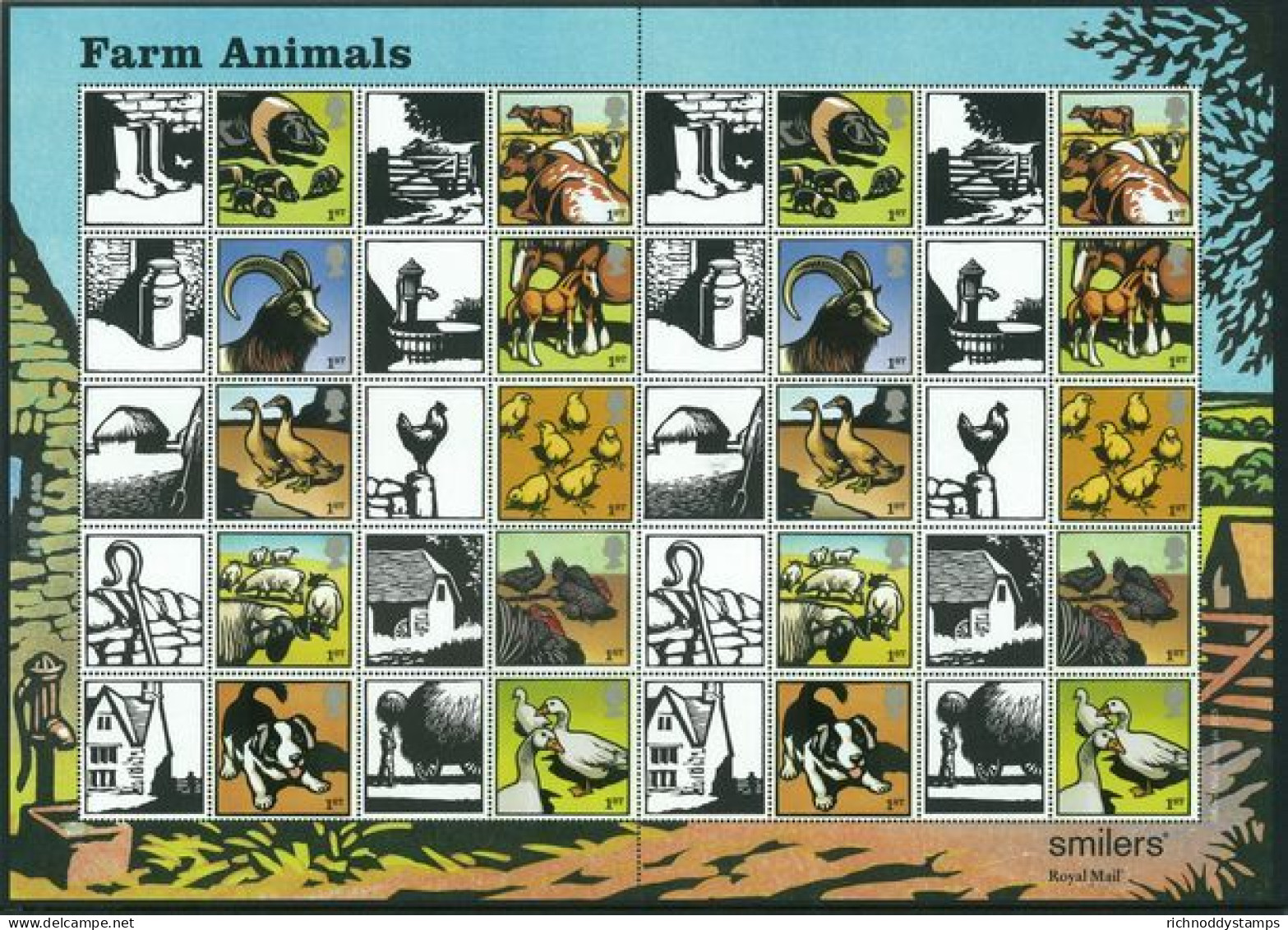 2005 Farm Animals Smilers Sheet Unmounted Mint.  - Francobolli Personalizzati