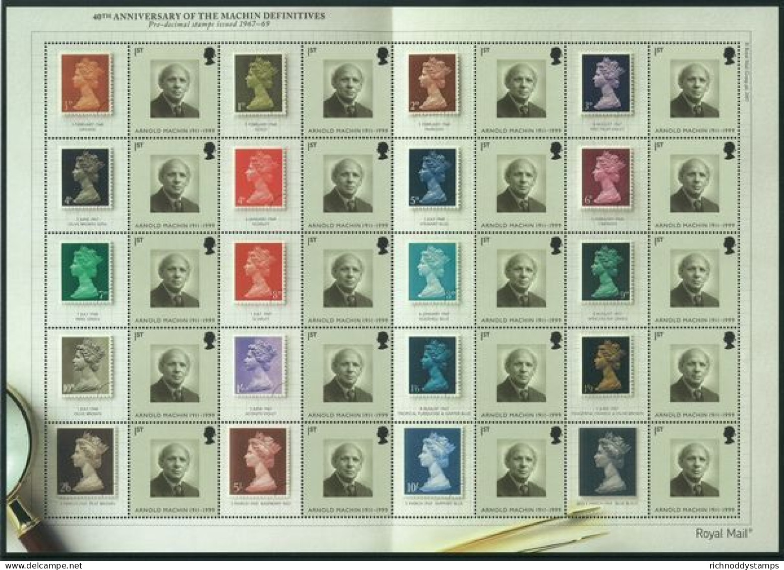 2007 40th Anniversay Of The First Machin Definitive Smilers Sheet Unmounted Mint.  - Personalisierte Briefmarken