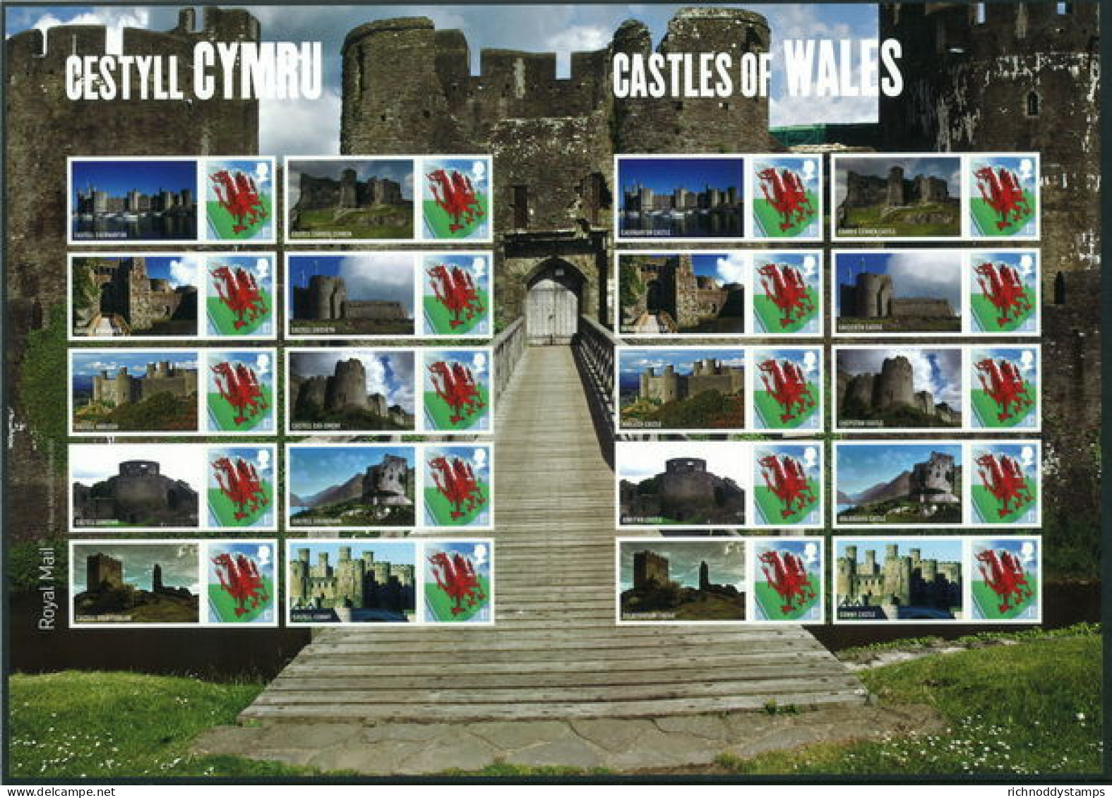2010 Welsh Castles Welsh Dragon Smilers Unmounted Mint.  - Smilers Sheets