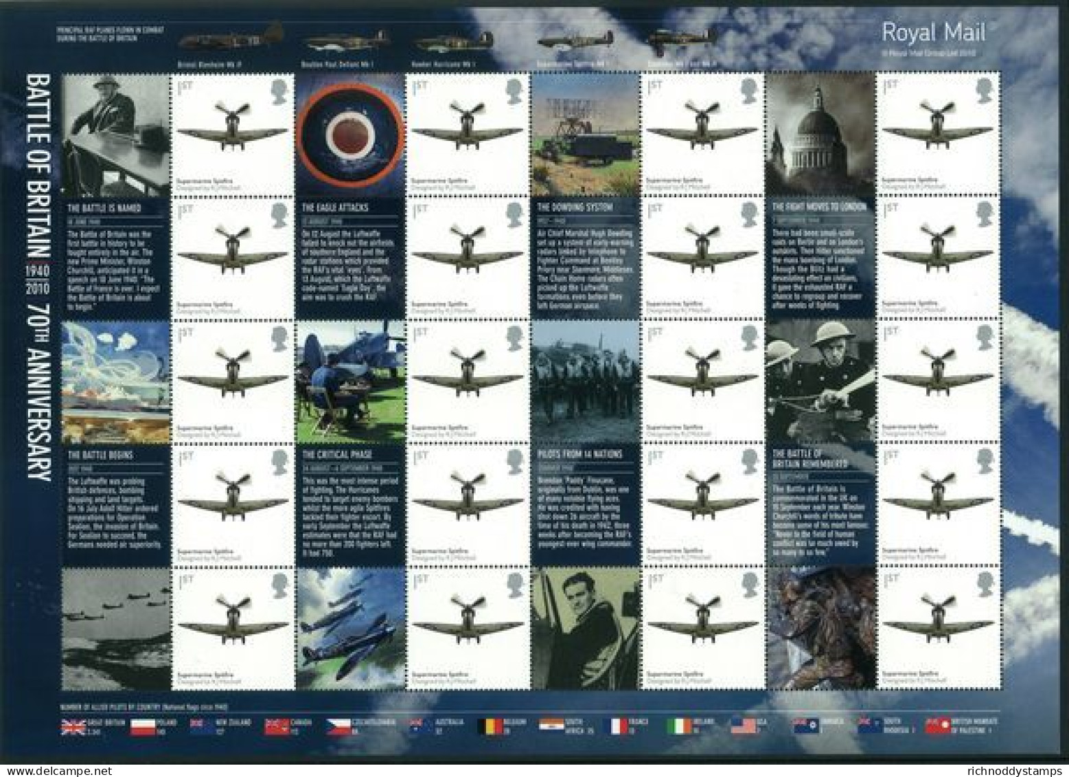 2010 Battle Of Britain Smilers Unmounted Mint.  - Smilers Sheets