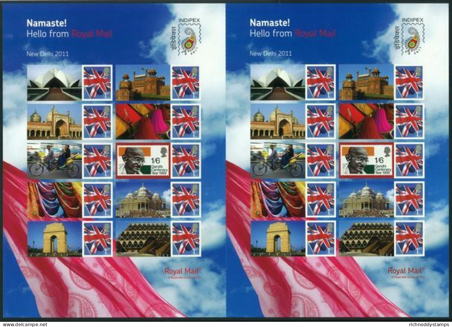 2011 Indipex Union Jack Stamps Smiler Unmounted Mint.  - Smilers Sheets