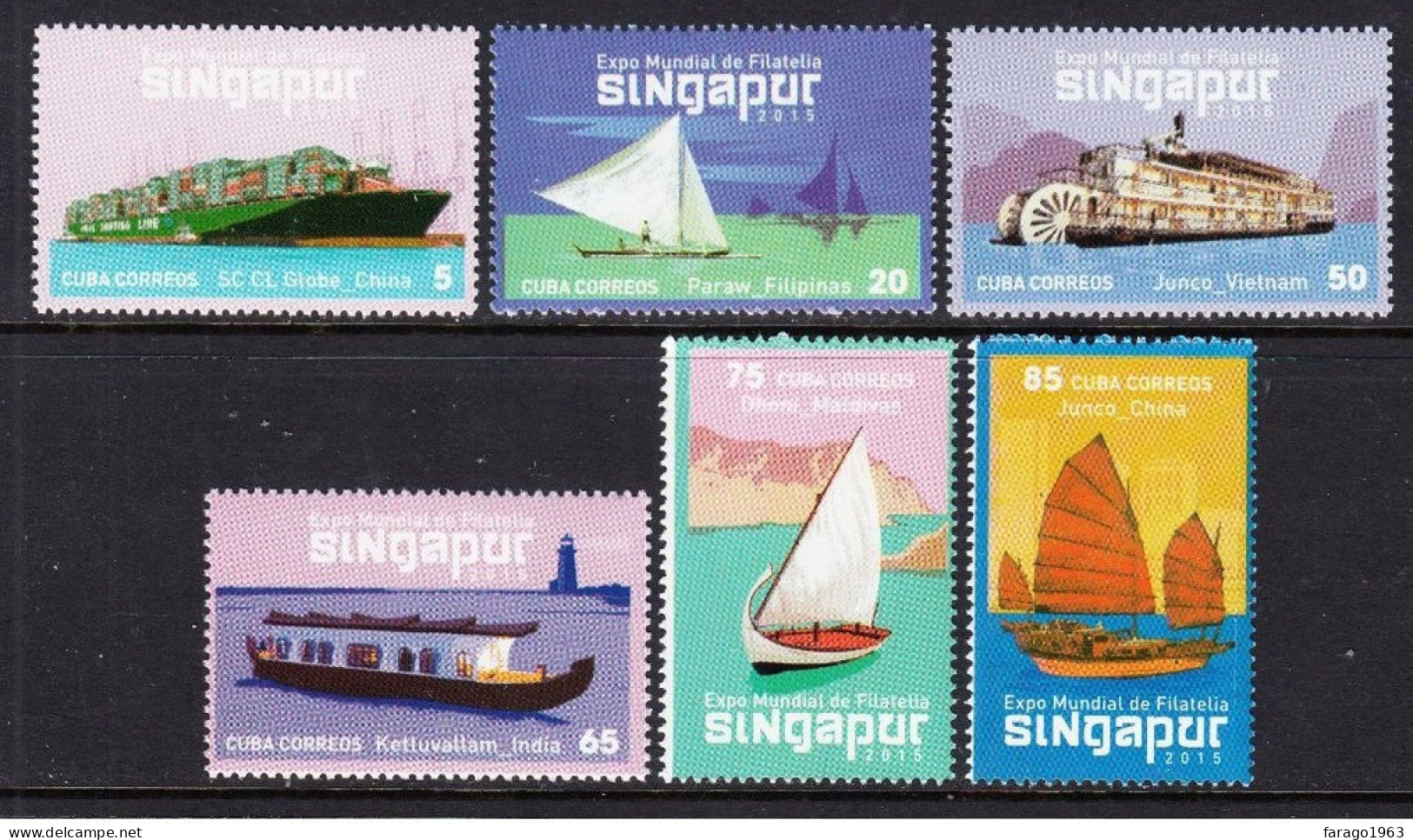 2015 Cuba Singapore Ships  Complete Set Of 6 MNH - Unused Stamps