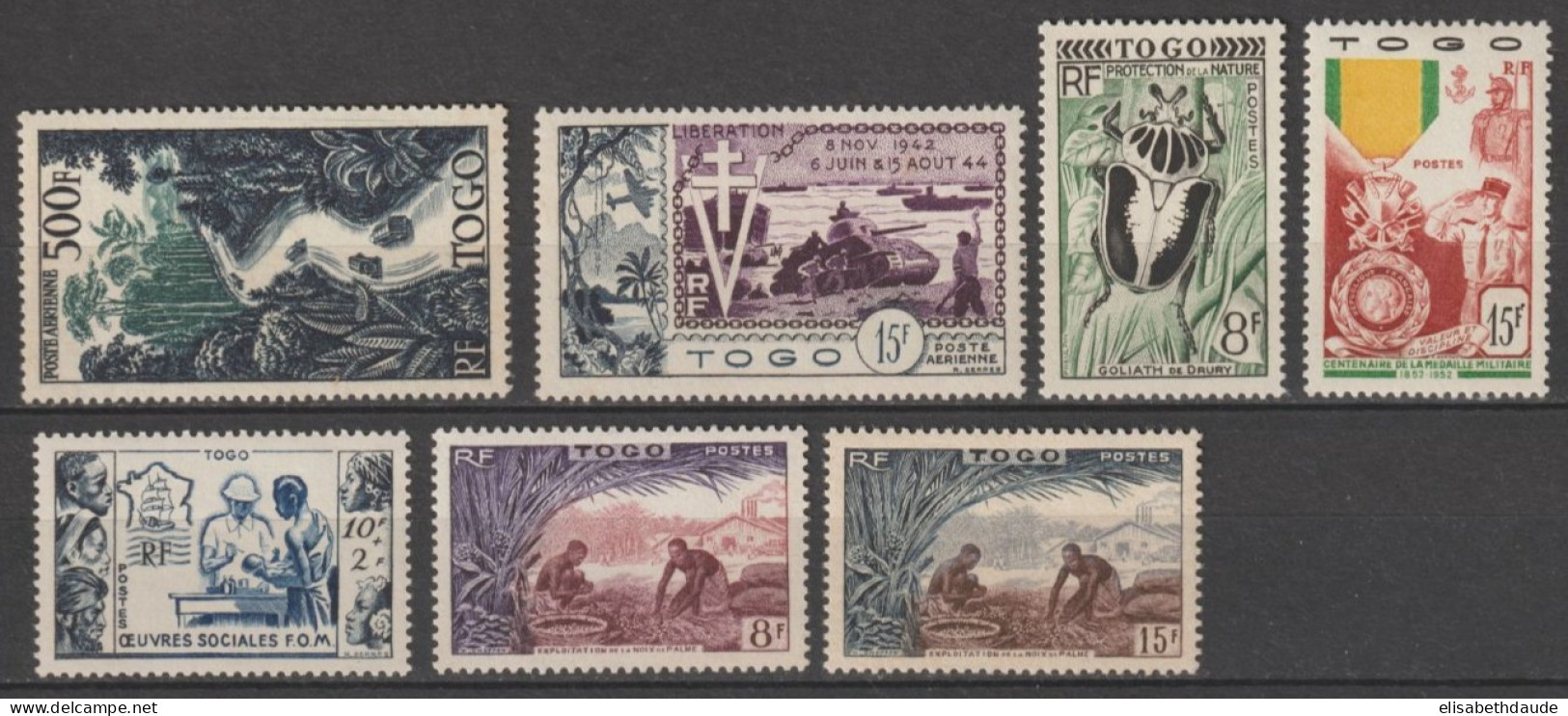 TOGO - 1950/1955 - ANNEES COMPLETES AVEC POSTE AERIENNE ! YVERT N° 254/258 + A22/23 * MLH - COTE = 95.5 EUR. - Unused Stamps