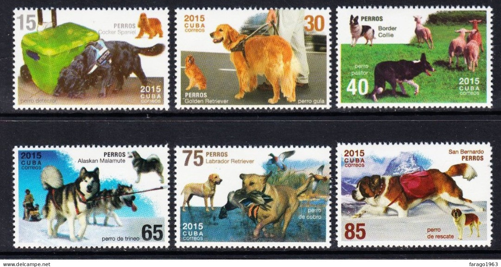 2015 Cuba Police Working Dogs Complete Set Of 6 MNH - Neufs
