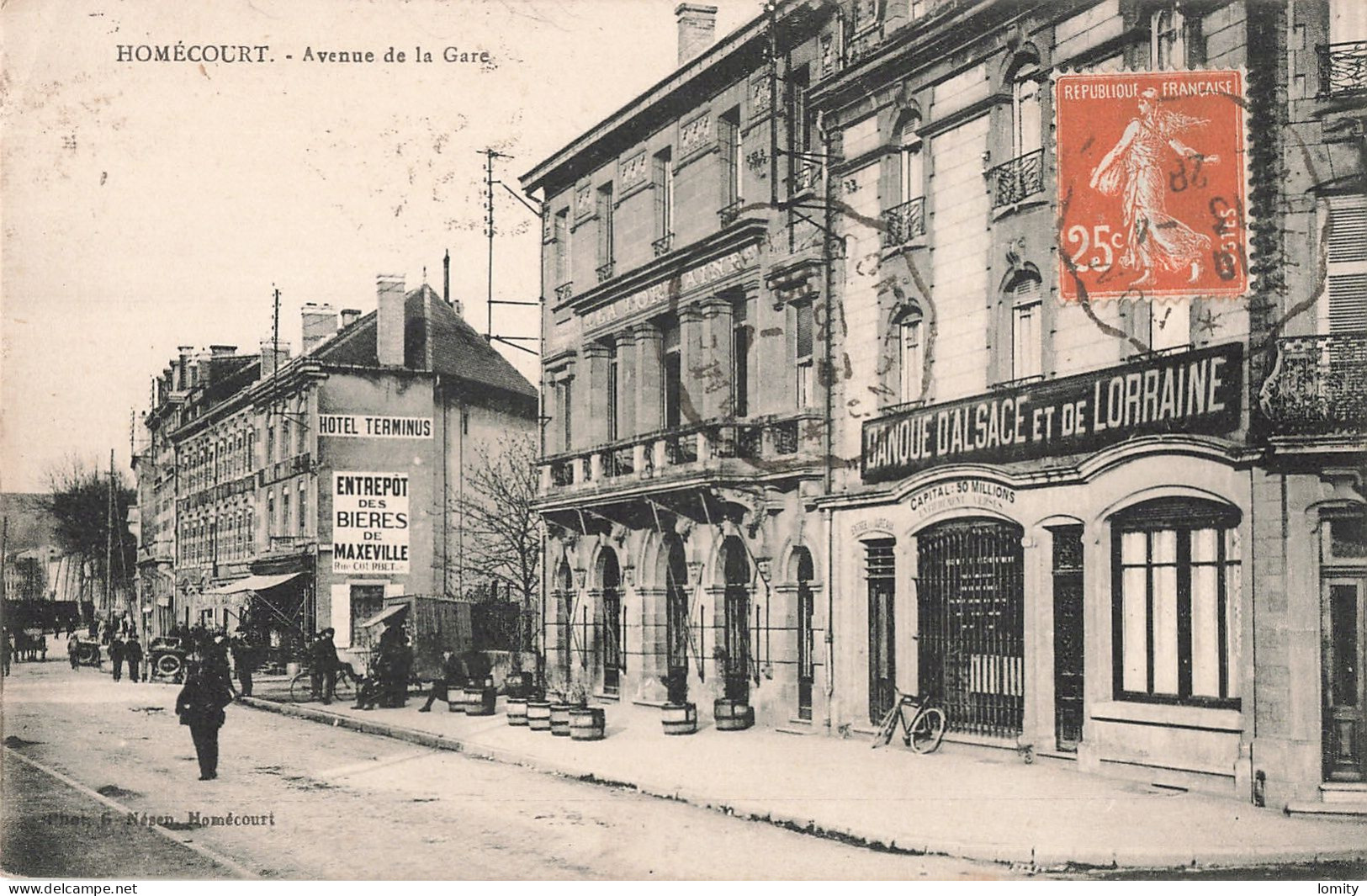 54 Homecourt Avenue De La Gare CPA Banque D' Alsace Et De Lorraine , Hotel Terminus - Homecourt