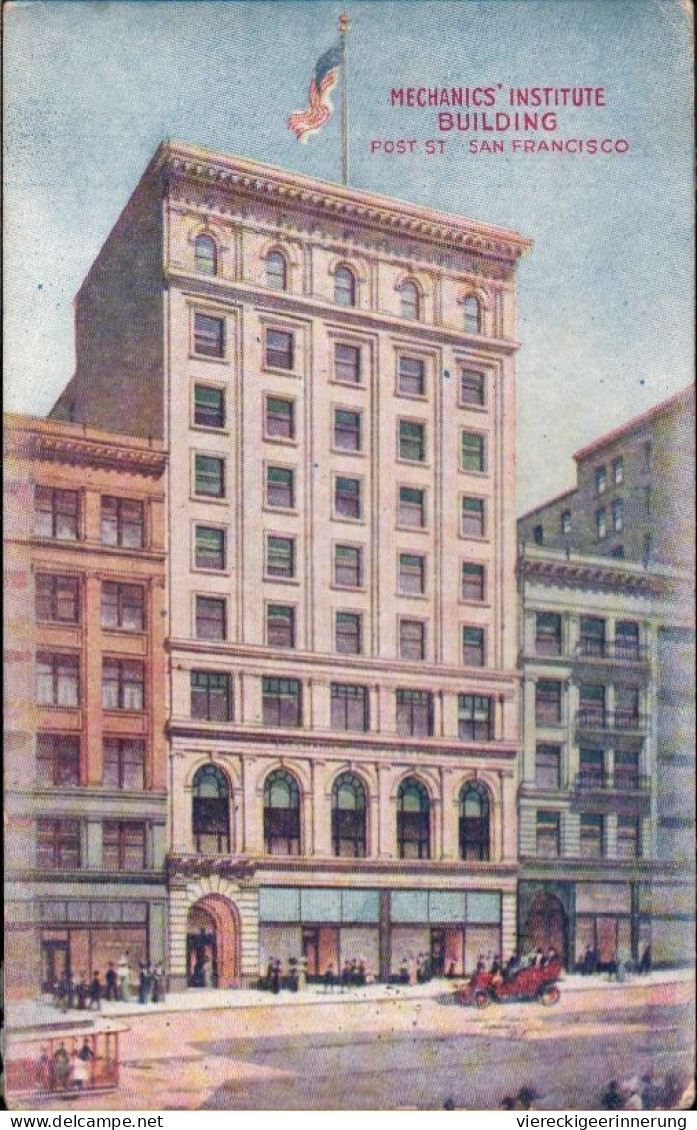 ! Alte Ansichtskarte San Francisco, Post Street, Mechanics Institute Building, 1912 - San Francisco