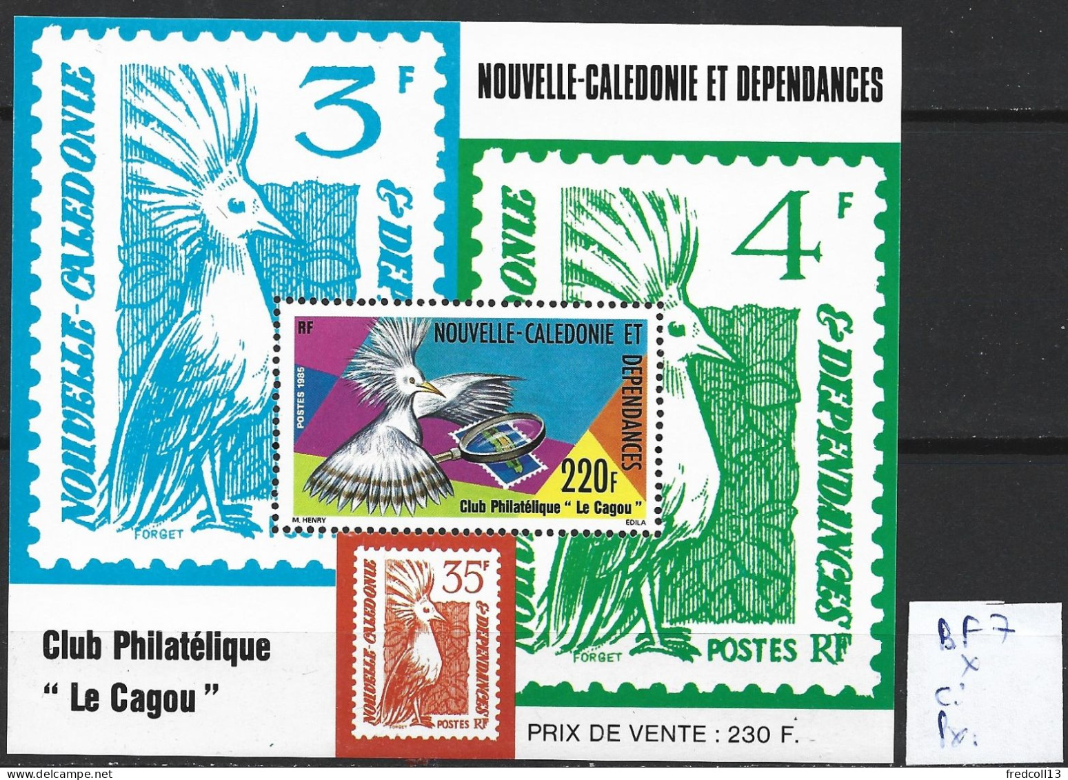 NOUVELLE-CALEDONIE BF 7 * Côte 9 € - Blocs-feuillets