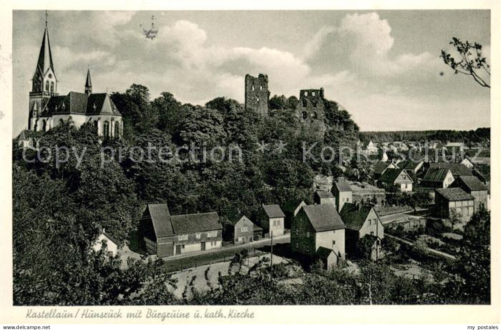 73696144 Kastellaun Hunsrueck Burgruine Und Kath Kirche Kastellaun Hunsrueck - Kastellaun