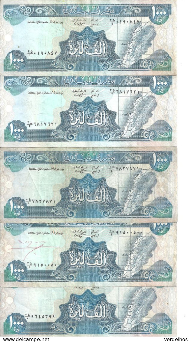 LIBAN 1000 LIVRES 1988 VF P 69 A ( 5 Billets ) - Libanon