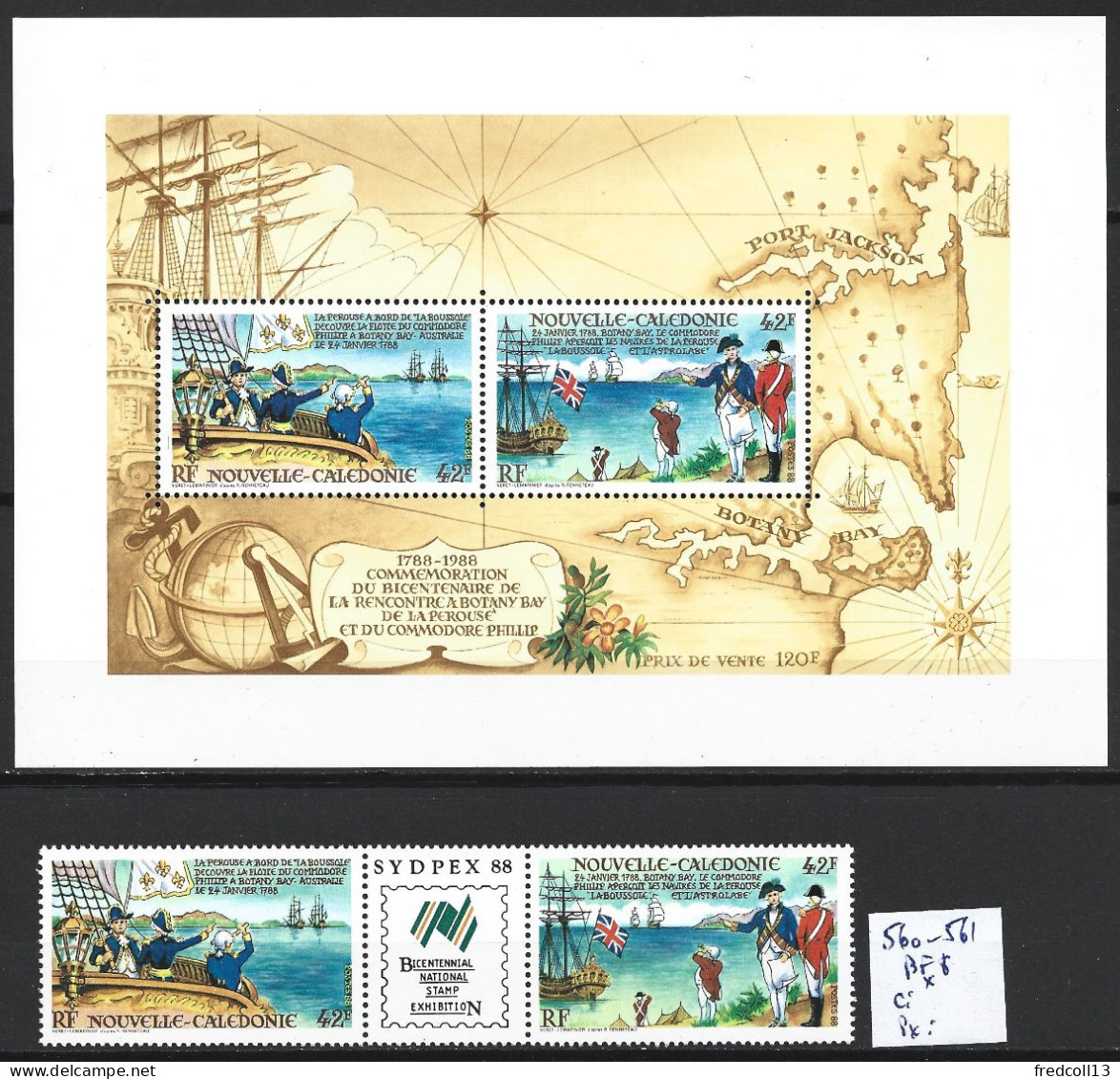 NOUVELLE-CALEDONIE 560-61 + BF 8 * Côte 9.40 € - Blocks & Sheetlets