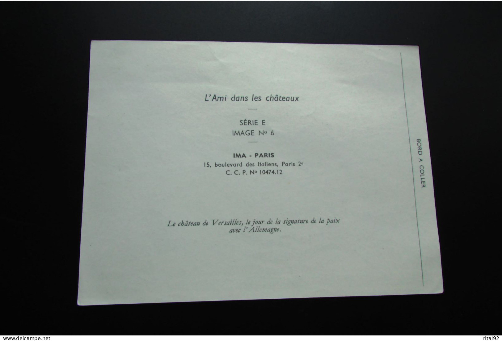 Chromo/Image à Coller "Journal Des Jeunes IMA" - Série Du Livre : "L' Ami Dans Les Châteaux" - Albums & Catalogues